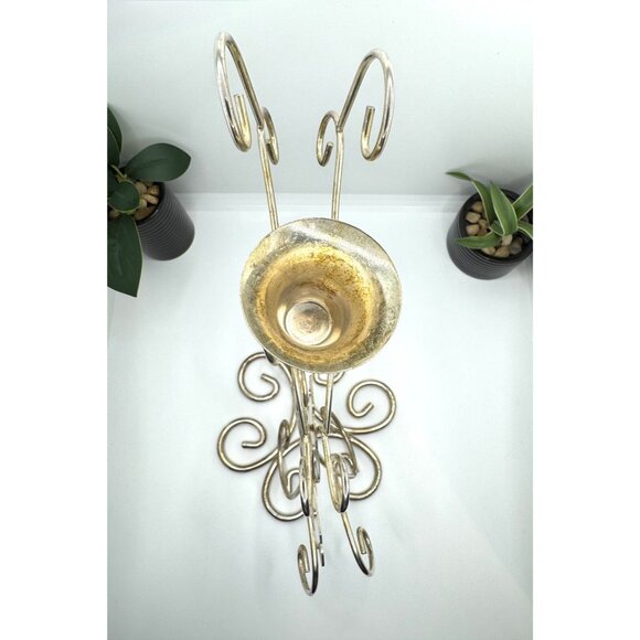 Vintage Metal Reindeer Candle Holder With Scroll Design - Picture 6 of 9